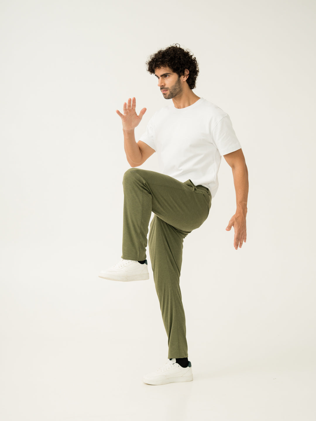 Greek Olive Green Slim Fit Power Stretch Pants