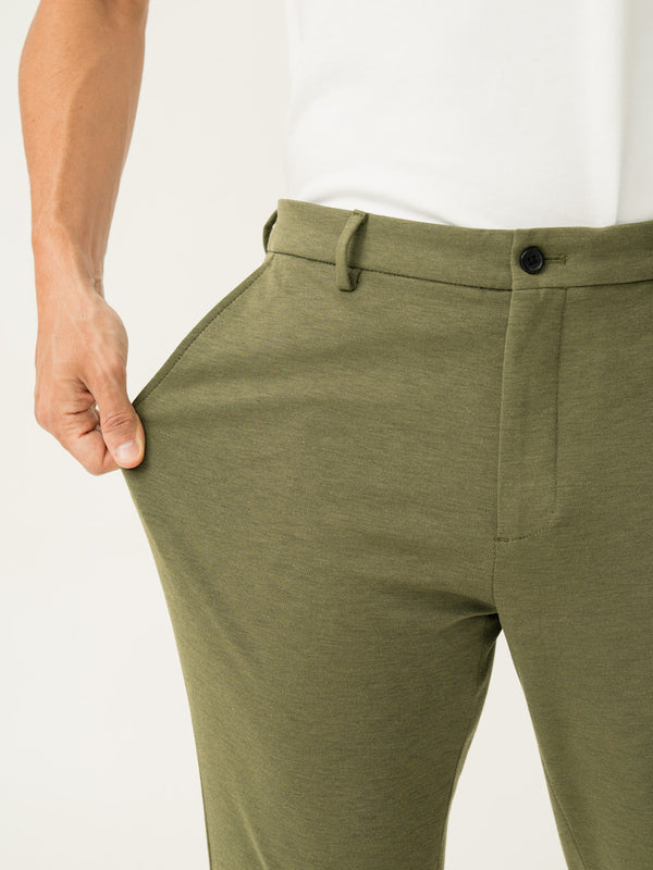 Greek Olive Green Slim Fit Power Stretch Pants