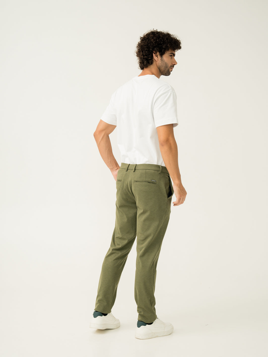 Greek Olive Green Slim Fit Power Stretch Pants