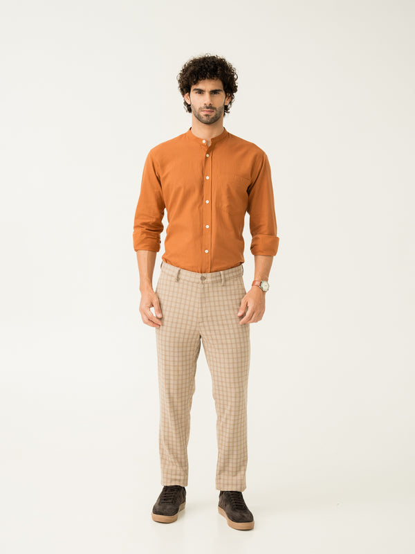 Full view of cayote khaki slim fit power stretch pant at Pant Project