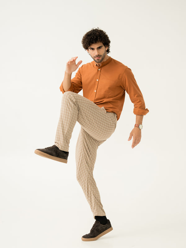 Stretchable strength of cayote khaki slim fit power stretch pant at Pant Project