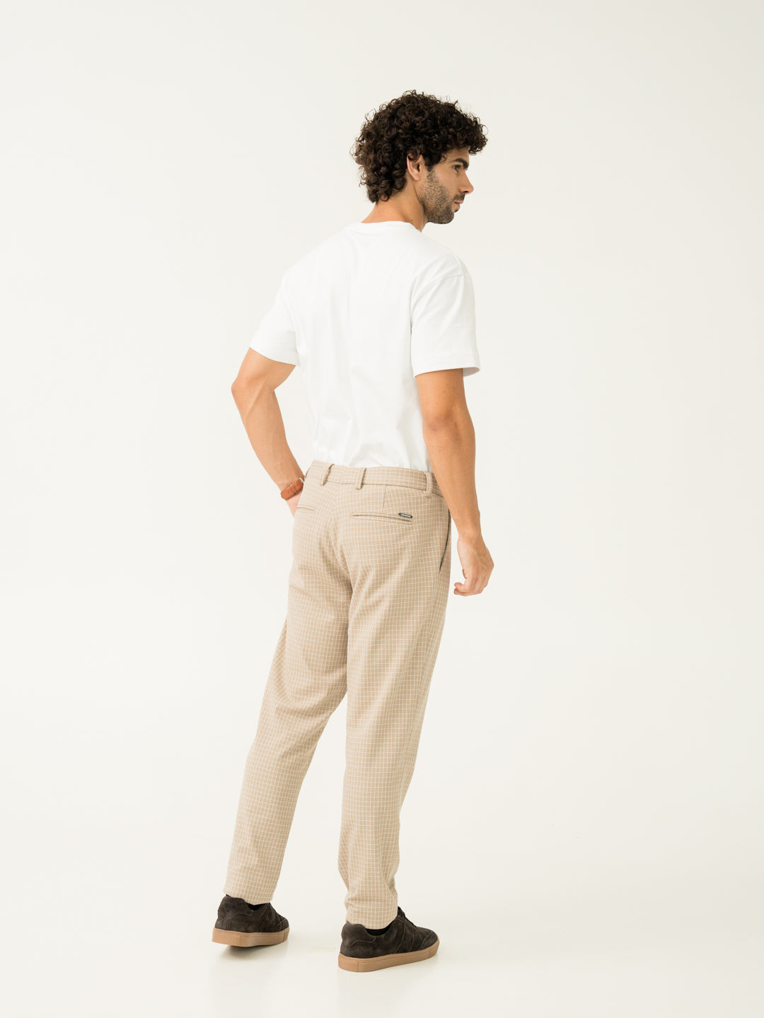 Dune Khaki Checks Power-Stretch Pants