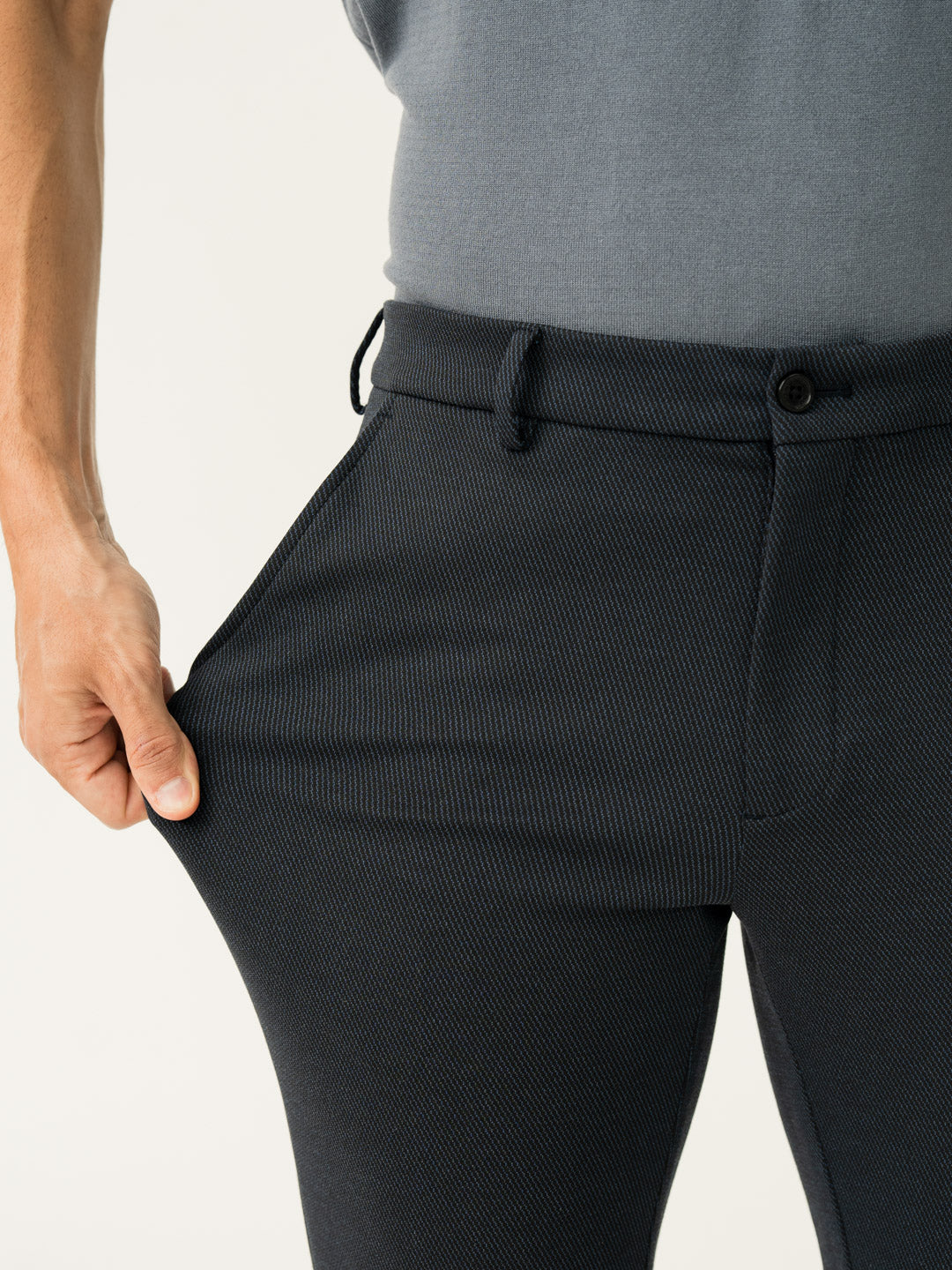 Regal Navy Twill Structured Power-Stretch Pants