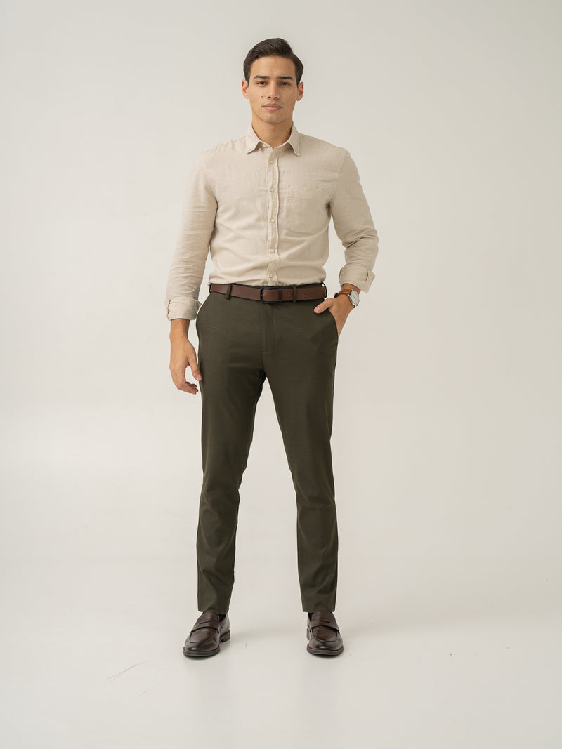 Harvest Green Micro Checks Stretch Formal Pants