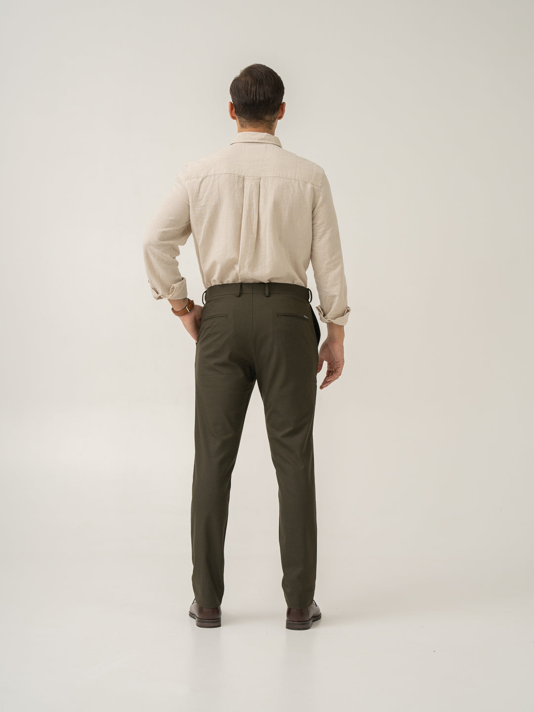 Harvest Green Micro Checks Stretch Formal Pants