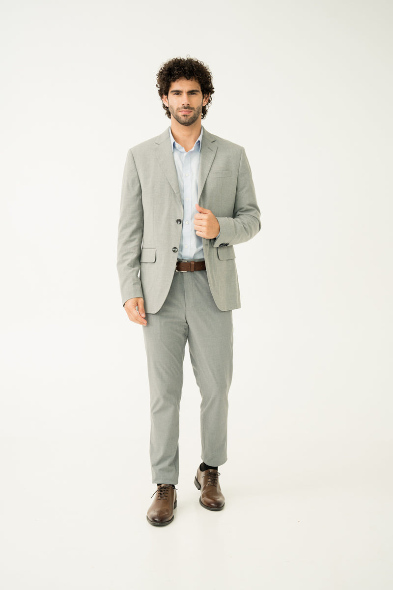 Effortless Grey Slim Fit Stretch Formal Pants