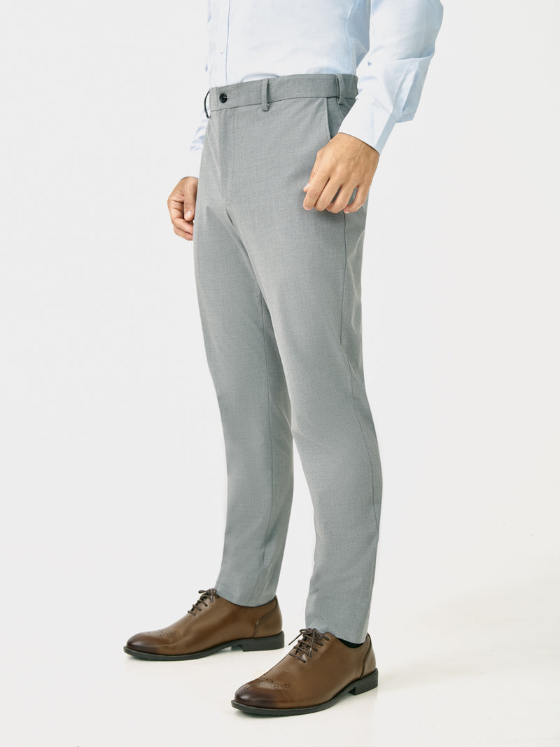 Effortless Grey Slim Fit Stretch Formal Pants