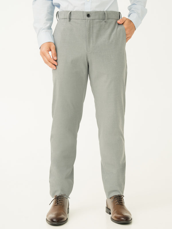 Effortless Grey Slim Fit Stretch Formal Pants