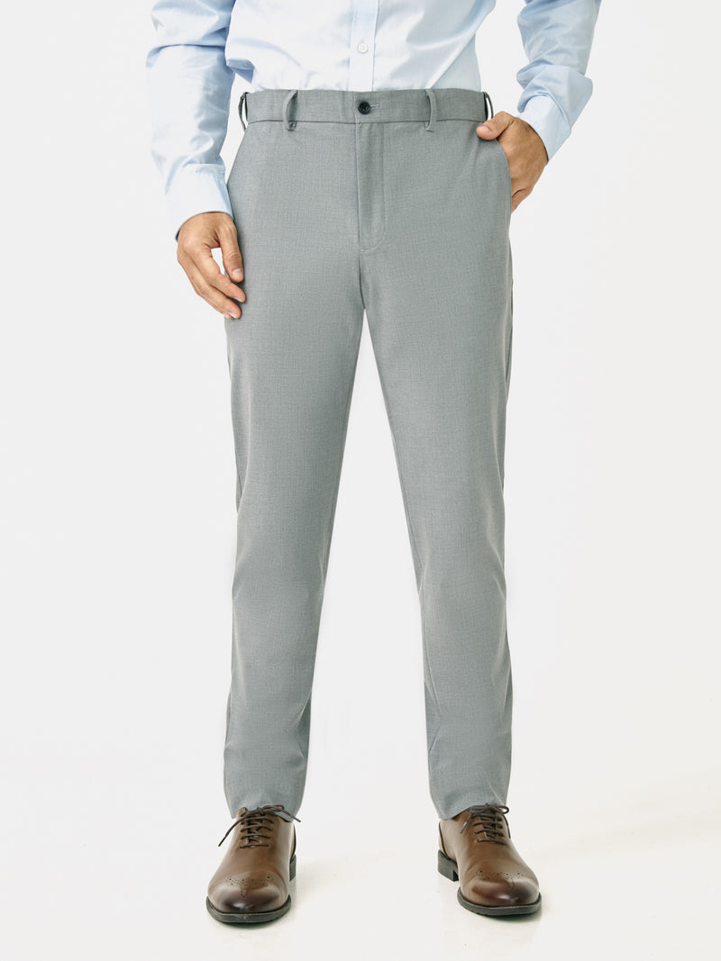 Effortless Grey Slim Fit Stretch Formal Pants