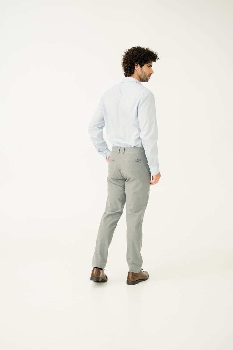 Effortless Grey Slim Fit Stretch Formal Pants