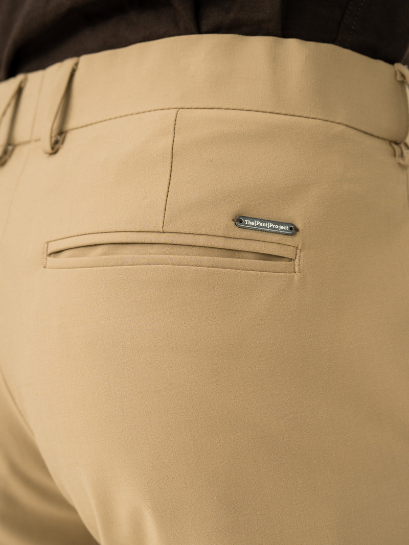 Back pocket detail of somewhere khaki slim fit stretch formal pant at Pant Project