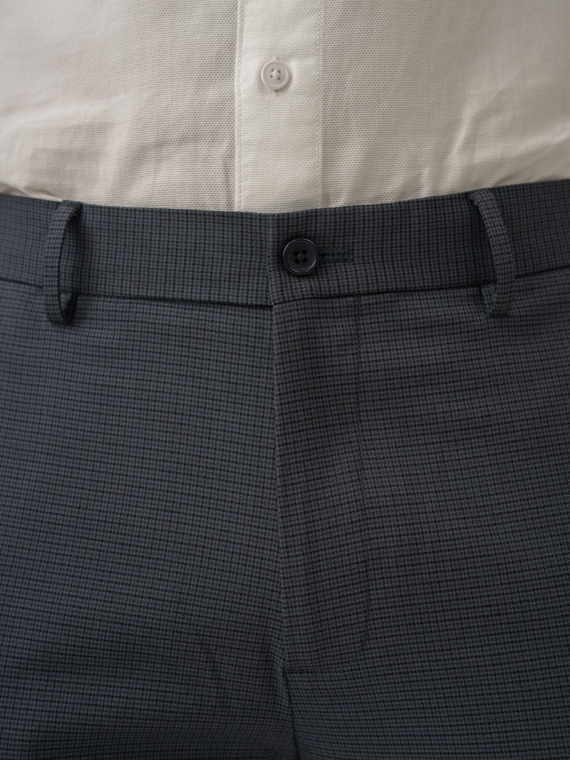 Flint Grey Micro Checks Stretch Formal Pants