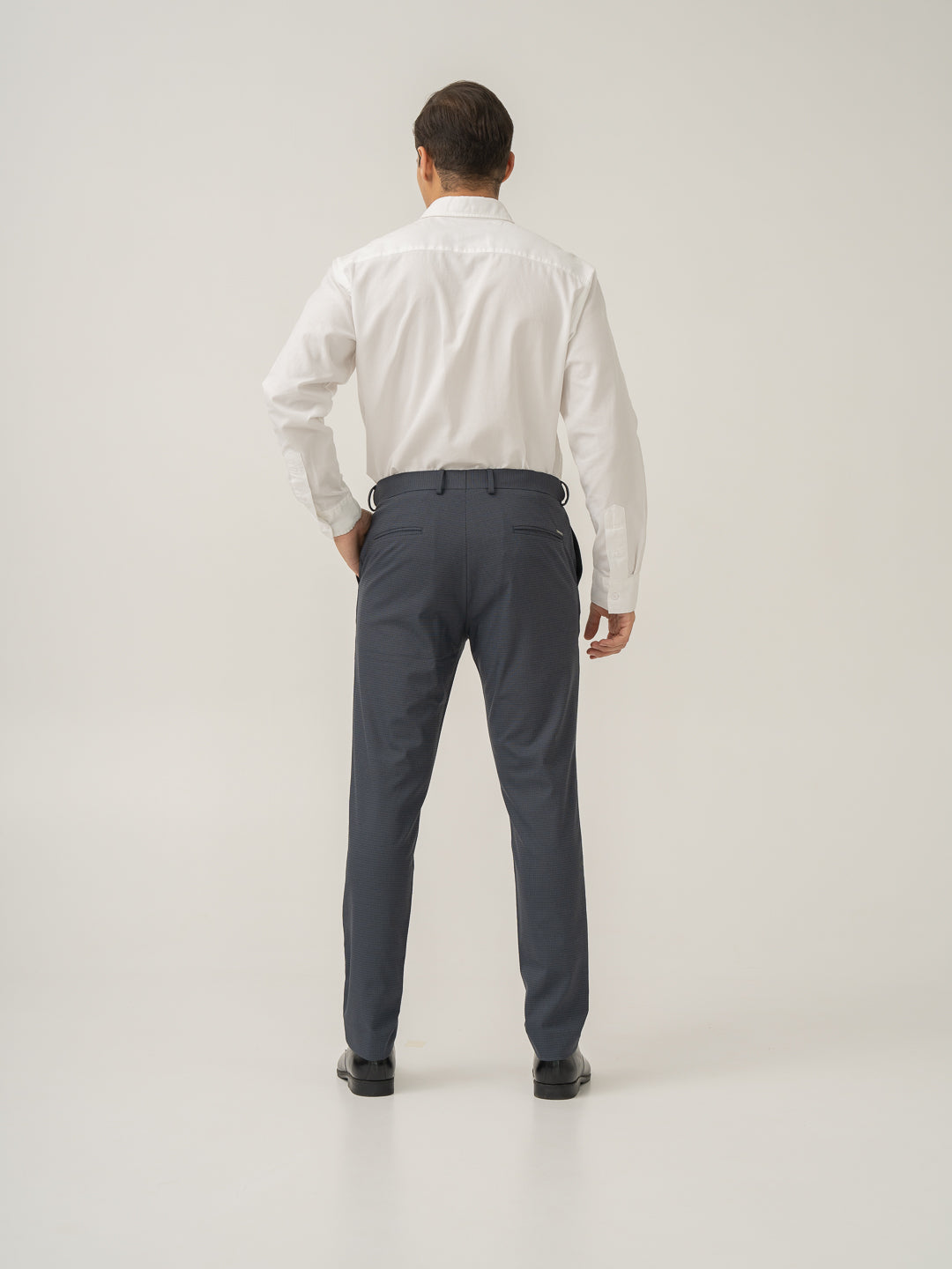 Flint Grey Micro Checks Stretch Formal Pants