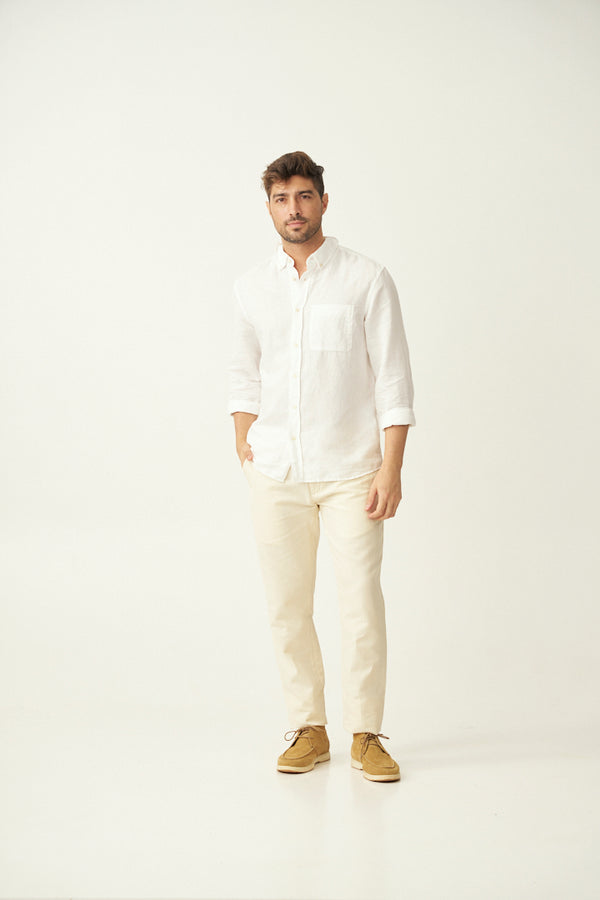 Chalk White Linen Pants