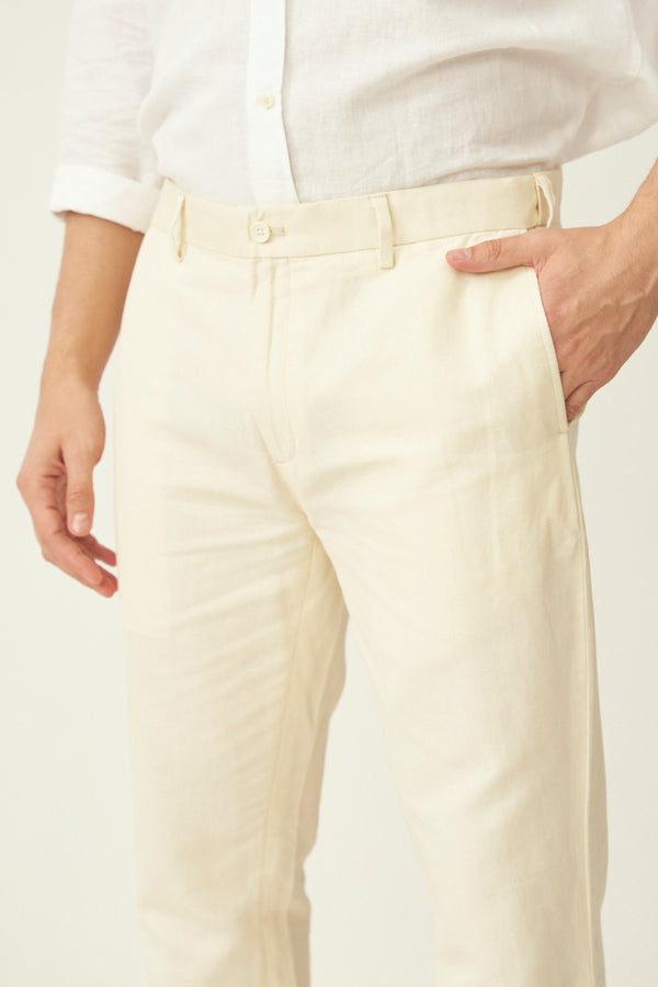 Chalk White Linen Pants