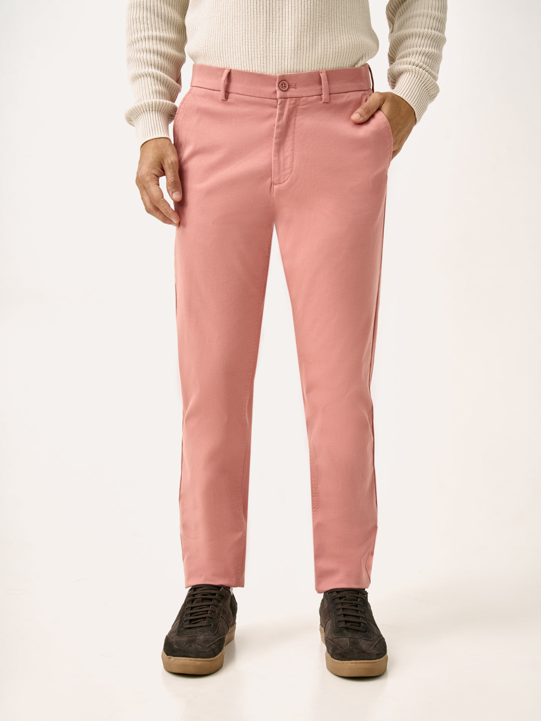 Dive Pink Slim Fit Stretch Chino Pants