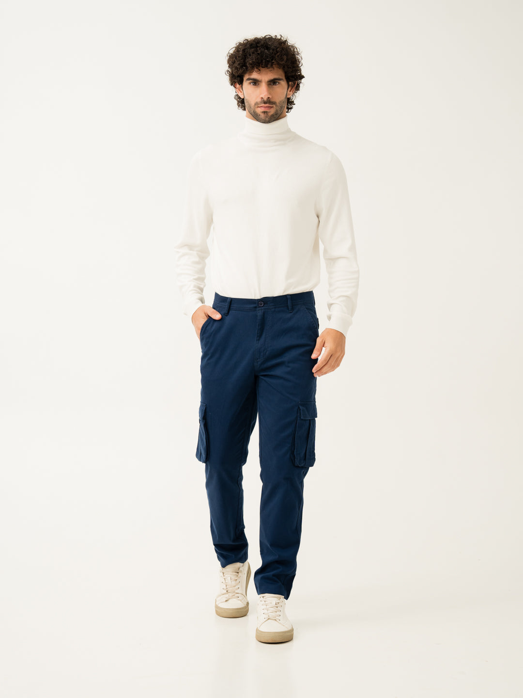 Villa Blue Slim Fit Stretch Cargo Pants