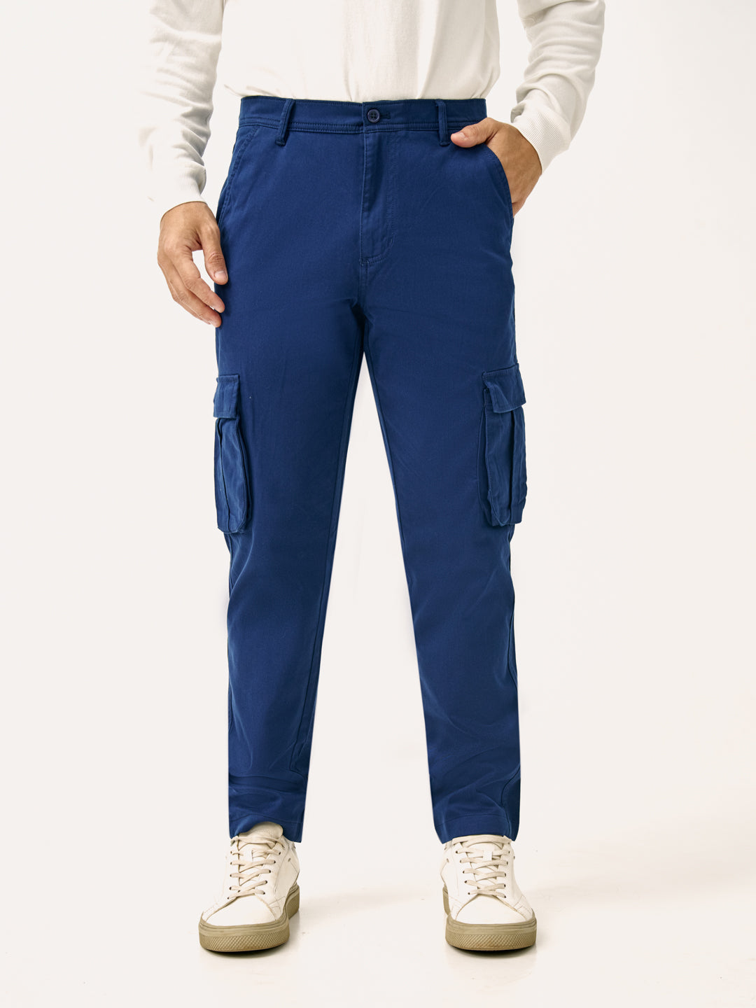 Villa Blue Slim Fit Stretch Cargo Pants