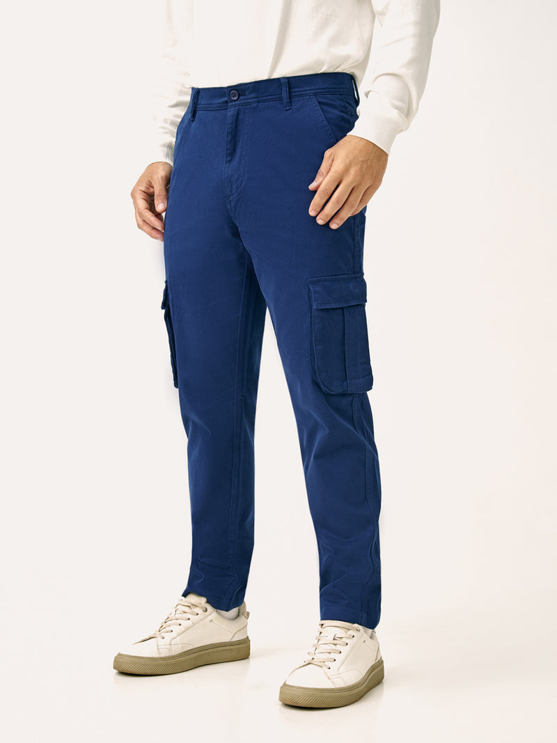 Villa Blue Slim Fit Stretch Cargo Pants