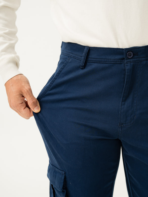 Villa Blue Slim Fit Stretch Cargo Pants