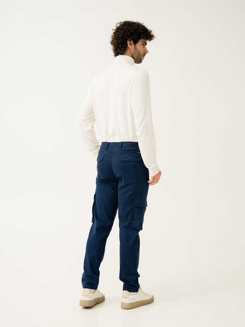 Villa Blue Slim Fit Stretch Cargo Pants