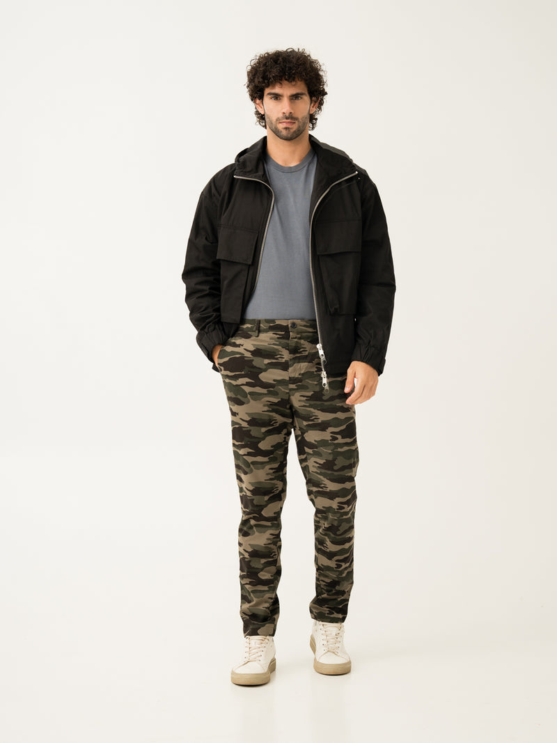 Olive Camo Slim Fit Cargo Pants