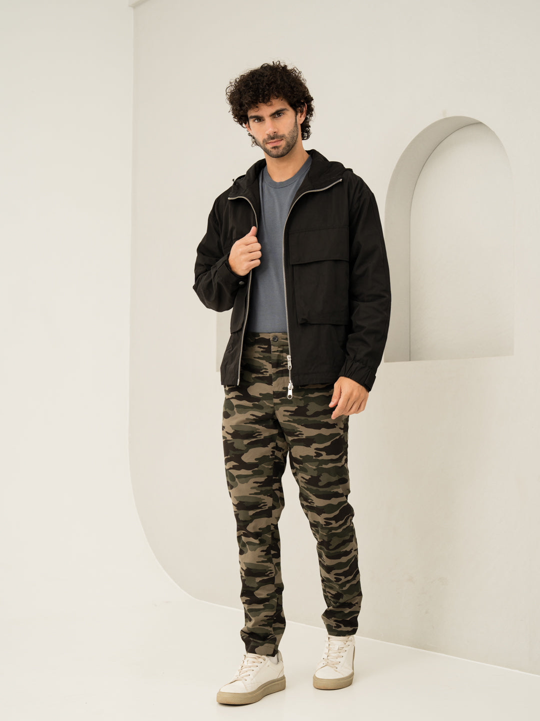 Olive Camo Slim Fit Cargo Pants