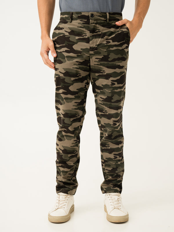 Olive Camo Slim Fit Cargo Pants