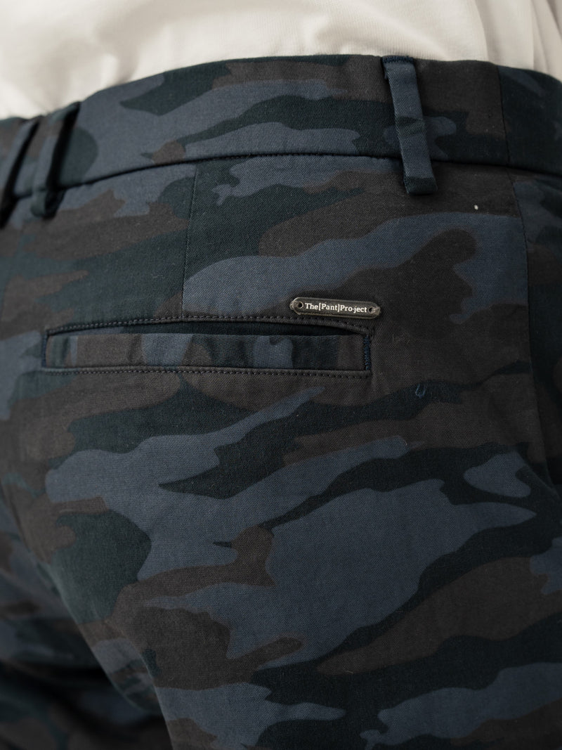 Blue Camo Slim Fit Cargo Pants