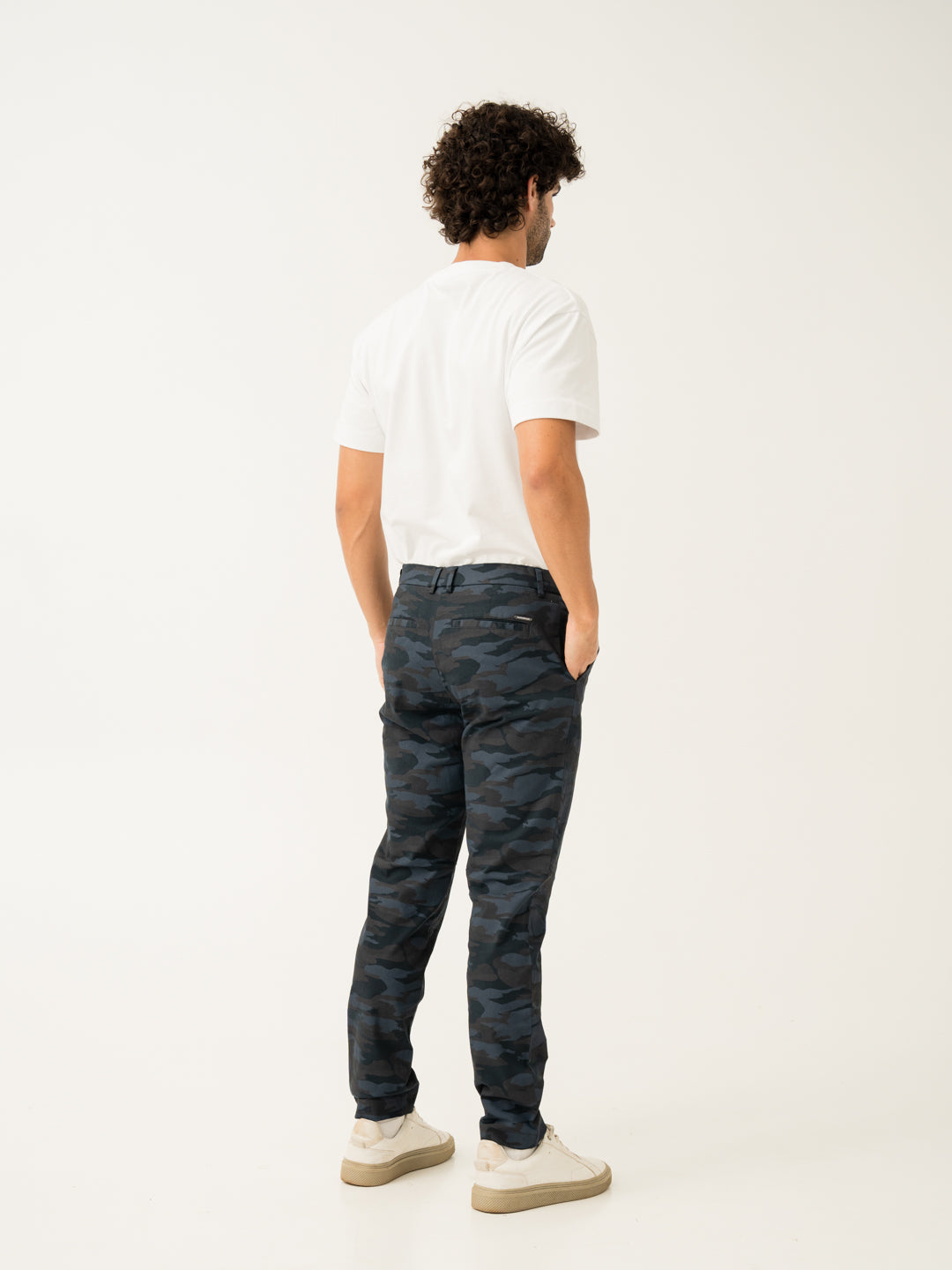 Blue Camo Slim Fit Cargo Pants