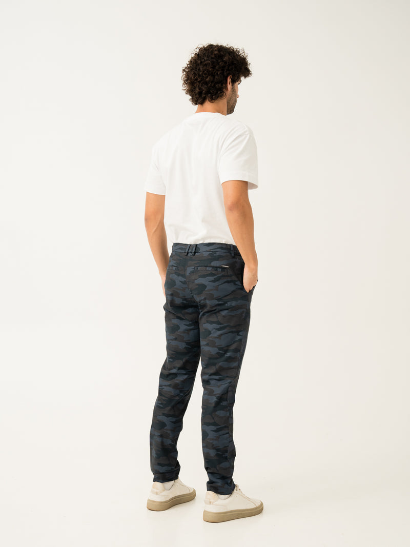 Blue Camo Slim Fit Cargo Pants