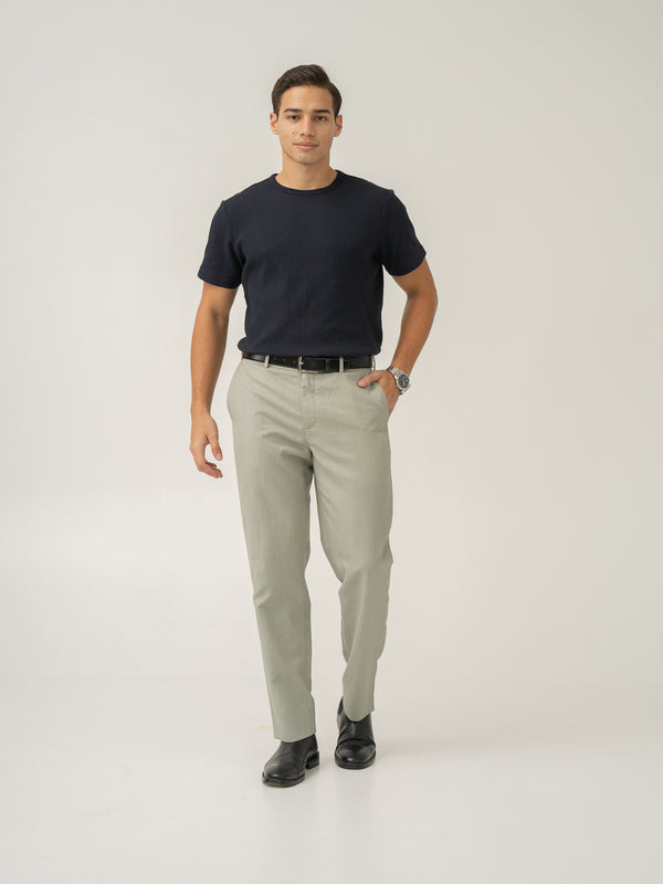 Full view of galle green tropical wool linen pant at Pant Project