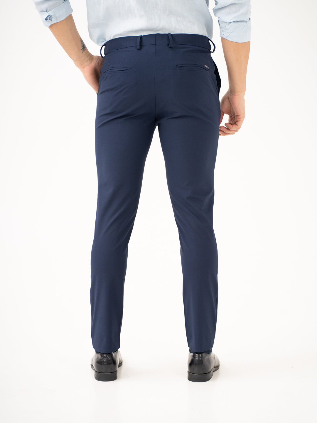 Buy Men Navy Blue Slim Fit Stretchable Formal Trouser