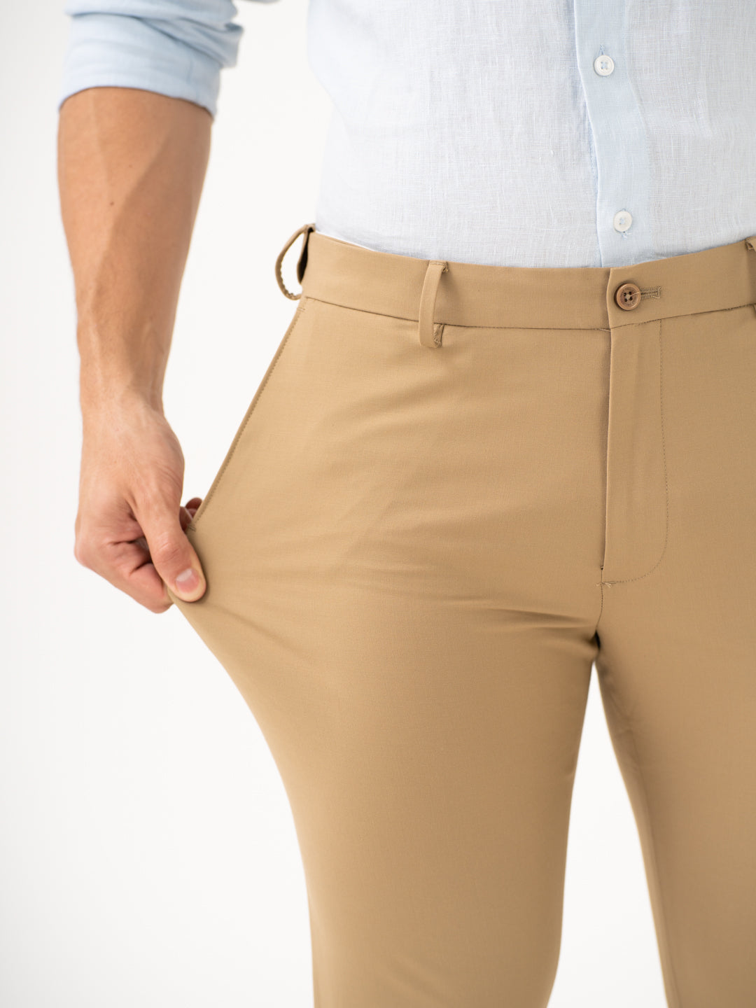 Buy Men's Khaki Slim Fit Stretchable Formal Trousers Online Buy Men's Khaki Slim Fit Stretchable Formal Trousers Online