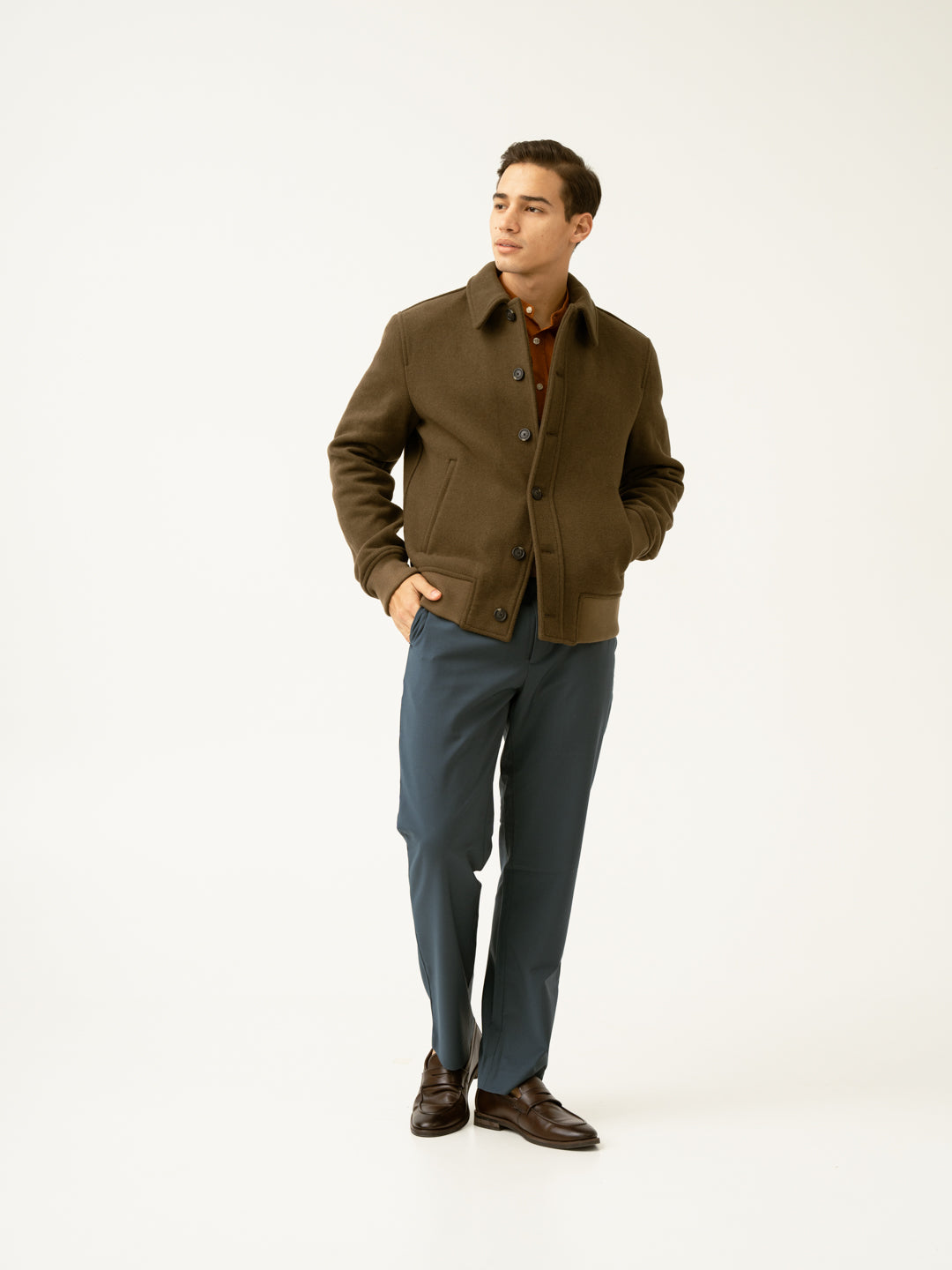 Bottle Green Merino Wool Pants