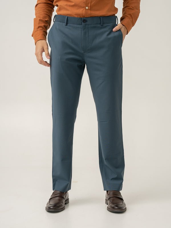 Front view of bottle green merino wool pant at Pant Project