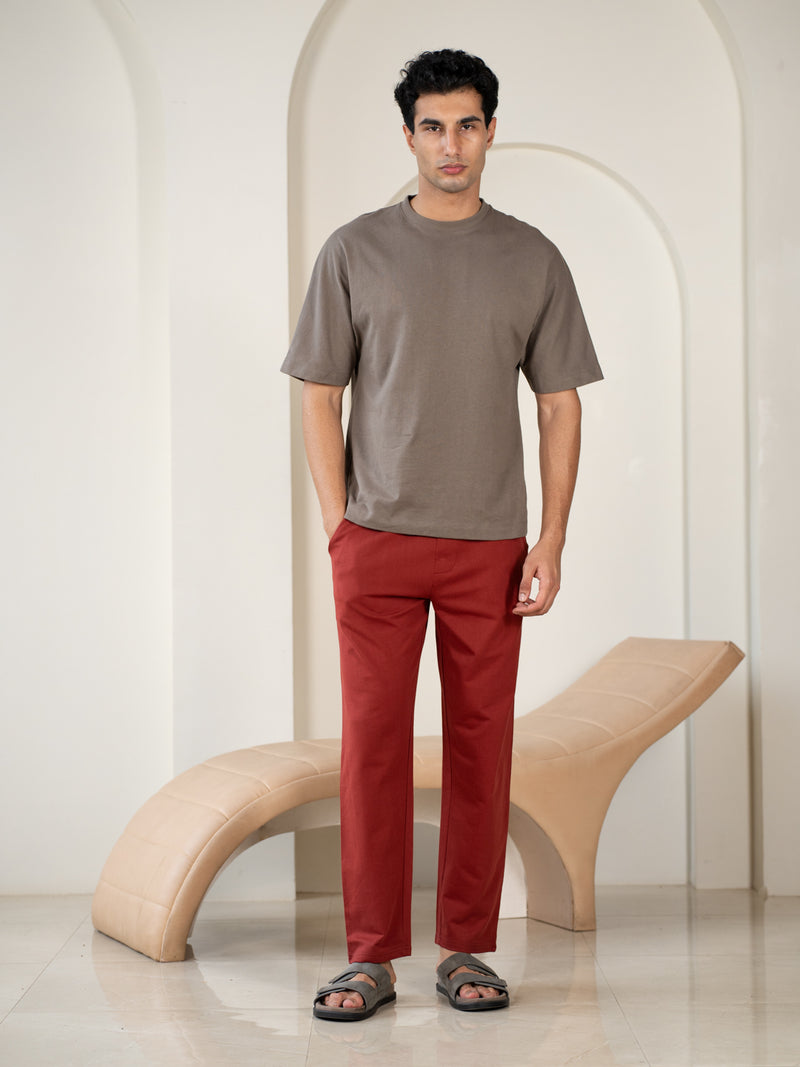 Trail Red Cotton Sweatpants