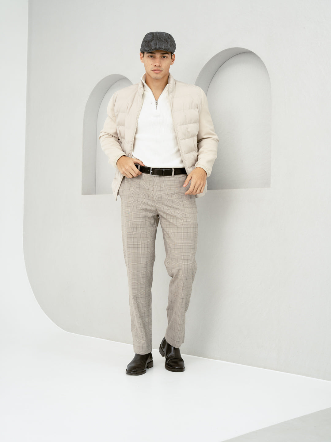 Squirrel Beige Checks Merino Wool Pants
