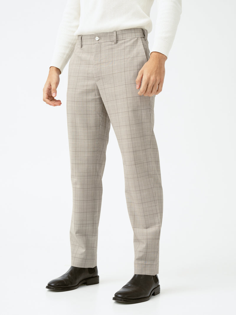 Squirrel Beige Checks Merino Wool Pants