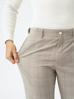 Squirrel Beige Checks Merino Wool Pants