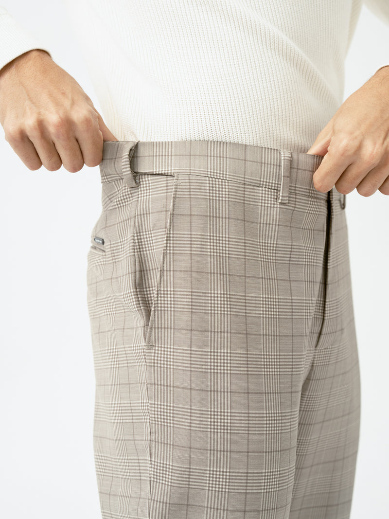 Squirrel Beige Checks Merino Wool Pants