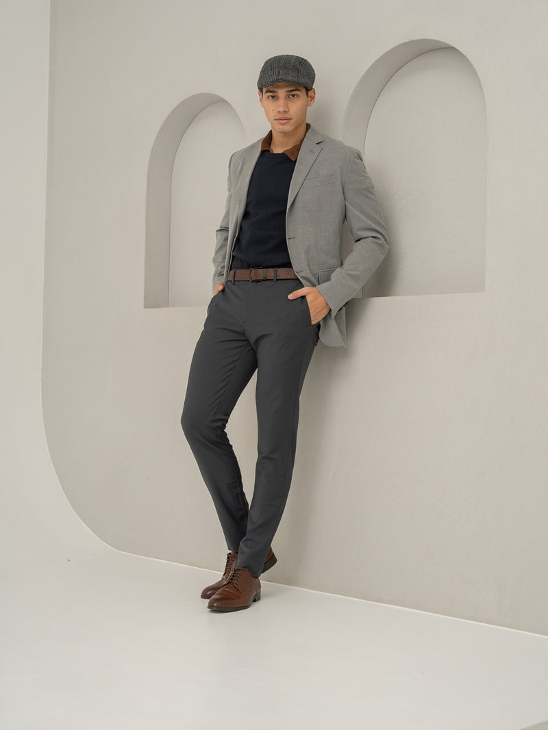 Front view of geneva grey luxury merino wool pant at Pant Project