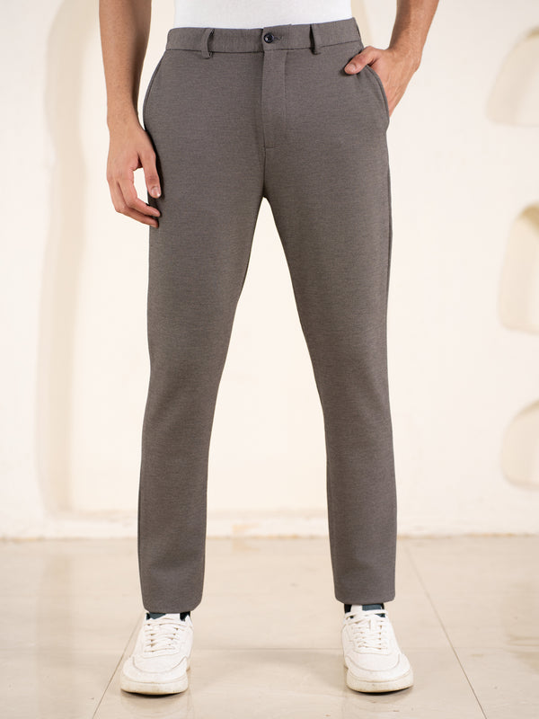 Geometry Beige Textured Slim Fit Power Stretch Pants