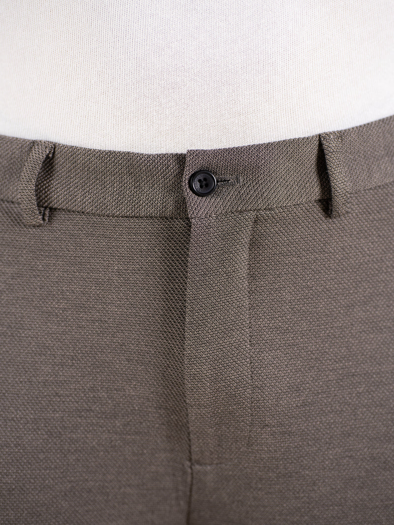 Geometry Beige Textured Slim Fit Power Stretch Pants