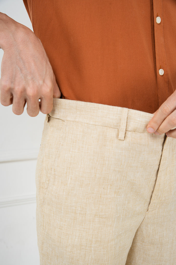 Salted Caramel 100% Linen Chino Shorts