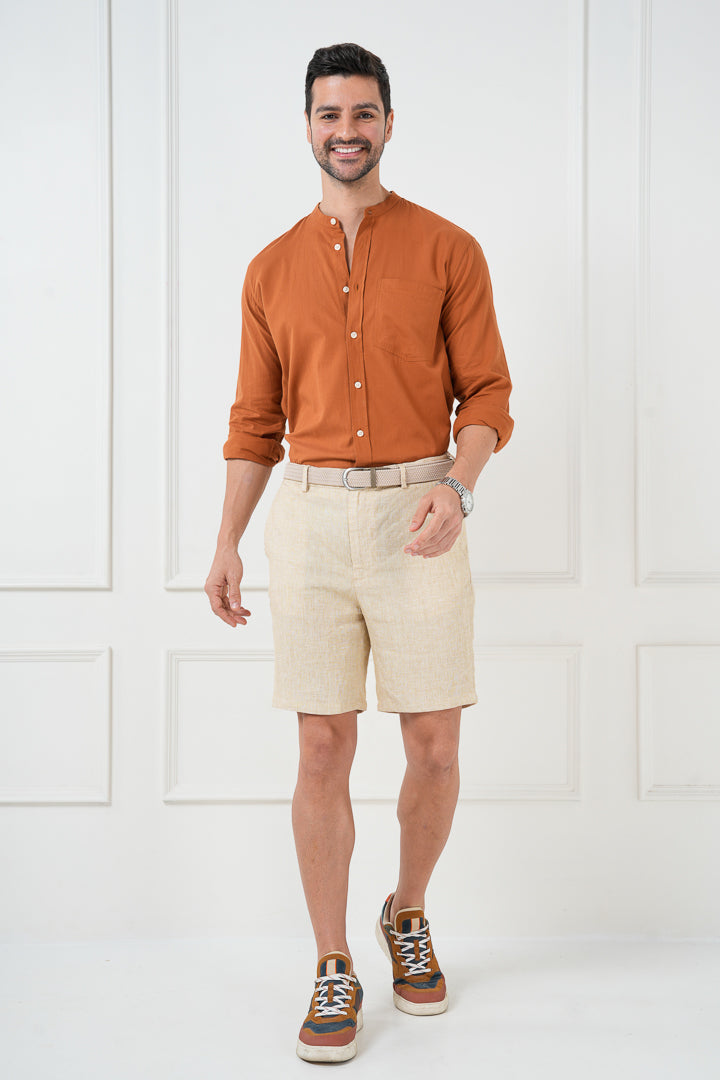 Salted Caramel 100% Linen Chino Shorts