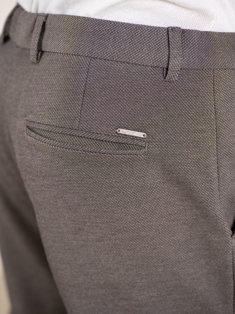 Geometry Beige Textured Slim Fit Power Stretch Pants