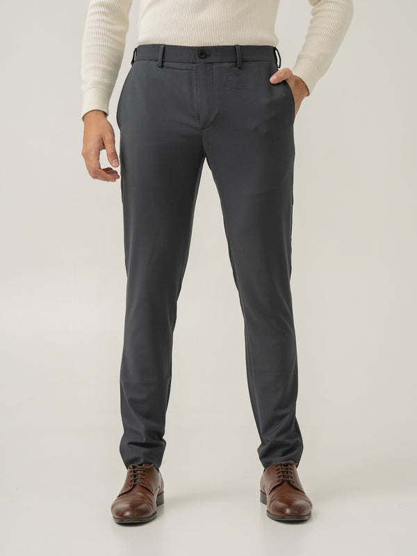 Front view of geneva grey luxury merino wool pant at Pant Project