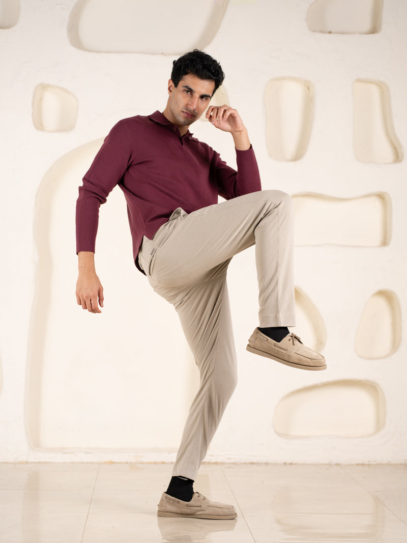 Contour Khaki Houndstooth Slim Fit Power Stretch Pants