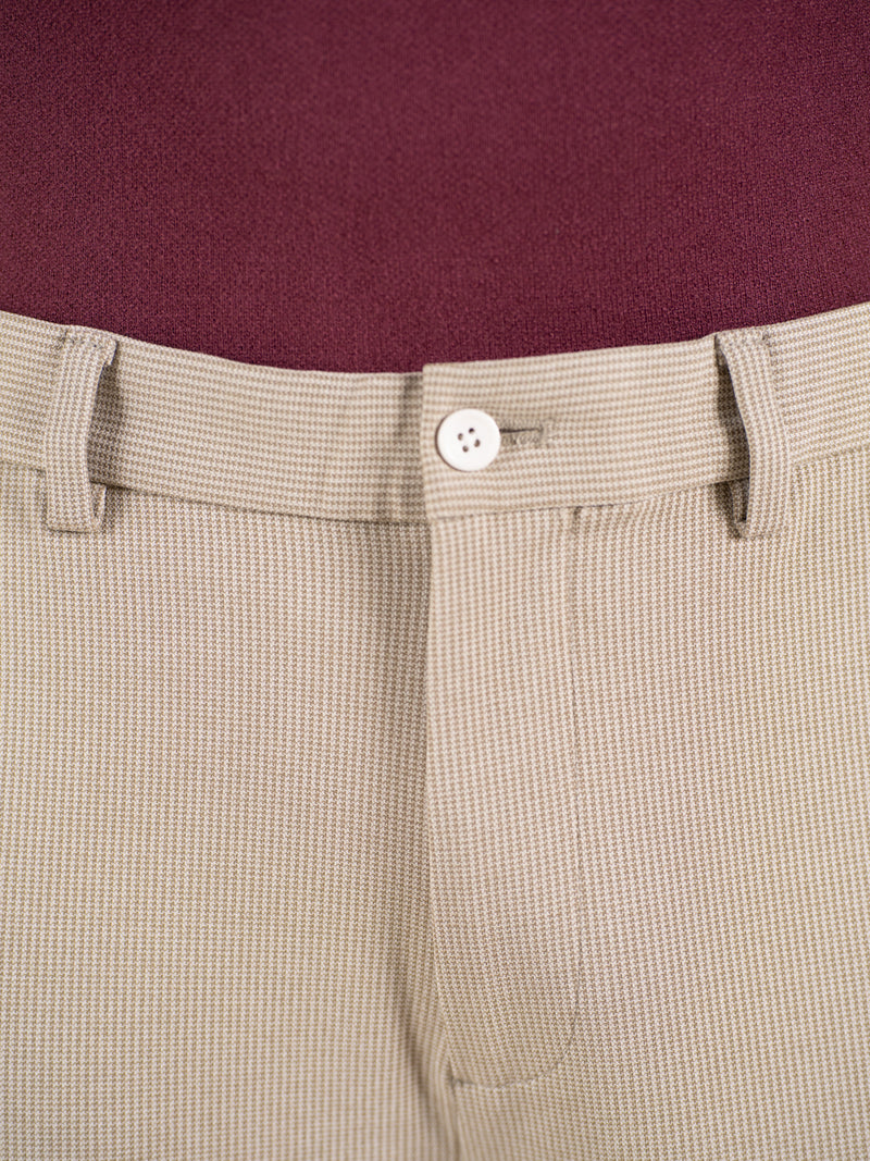 Contour Khaki Houndstooth Slim Fit Power Stretch Pants